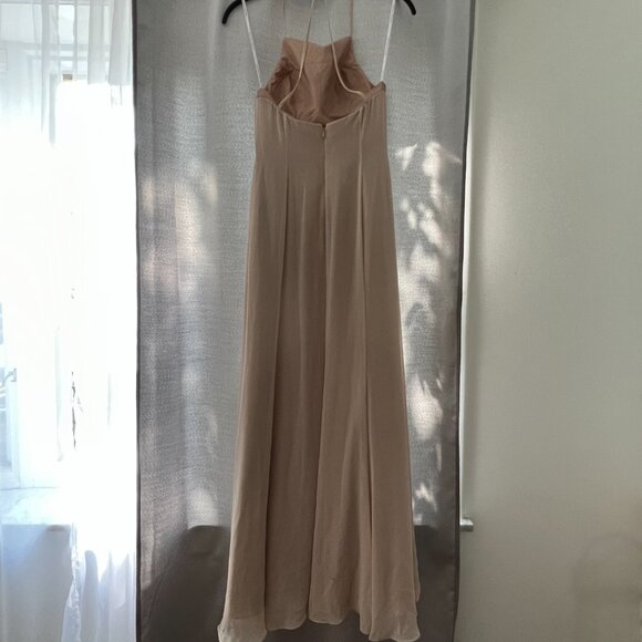 Watters & Watters Beige Spaghetti Strap Full-Length Formal Gown Dress Style 2509 - Picture 3 of 13
